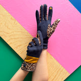 Animal Print Navy Leopard Gloves
