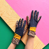 Animal Print Navy Leopard Gloves