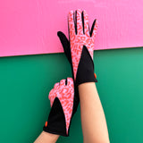 Animal Print Pink and Black Gloves