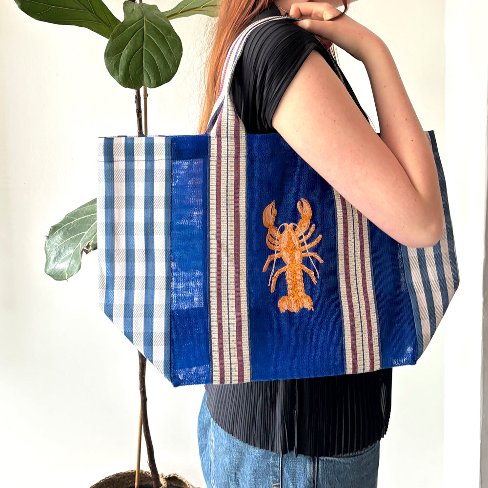 Coral Lobster Recycled Shopper