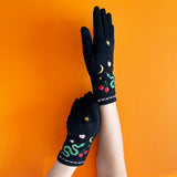 Inked Embroidered Snake Gloves