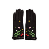 Inked Embroidered Snake Gloves