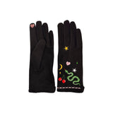 Inked Embroidered Snake Gloves