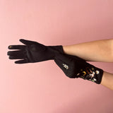 Secret Garden Black Embroidered Owl Gloves