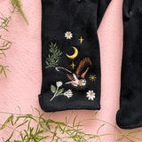 Secret Garden Black Embroidered Owl Gloves