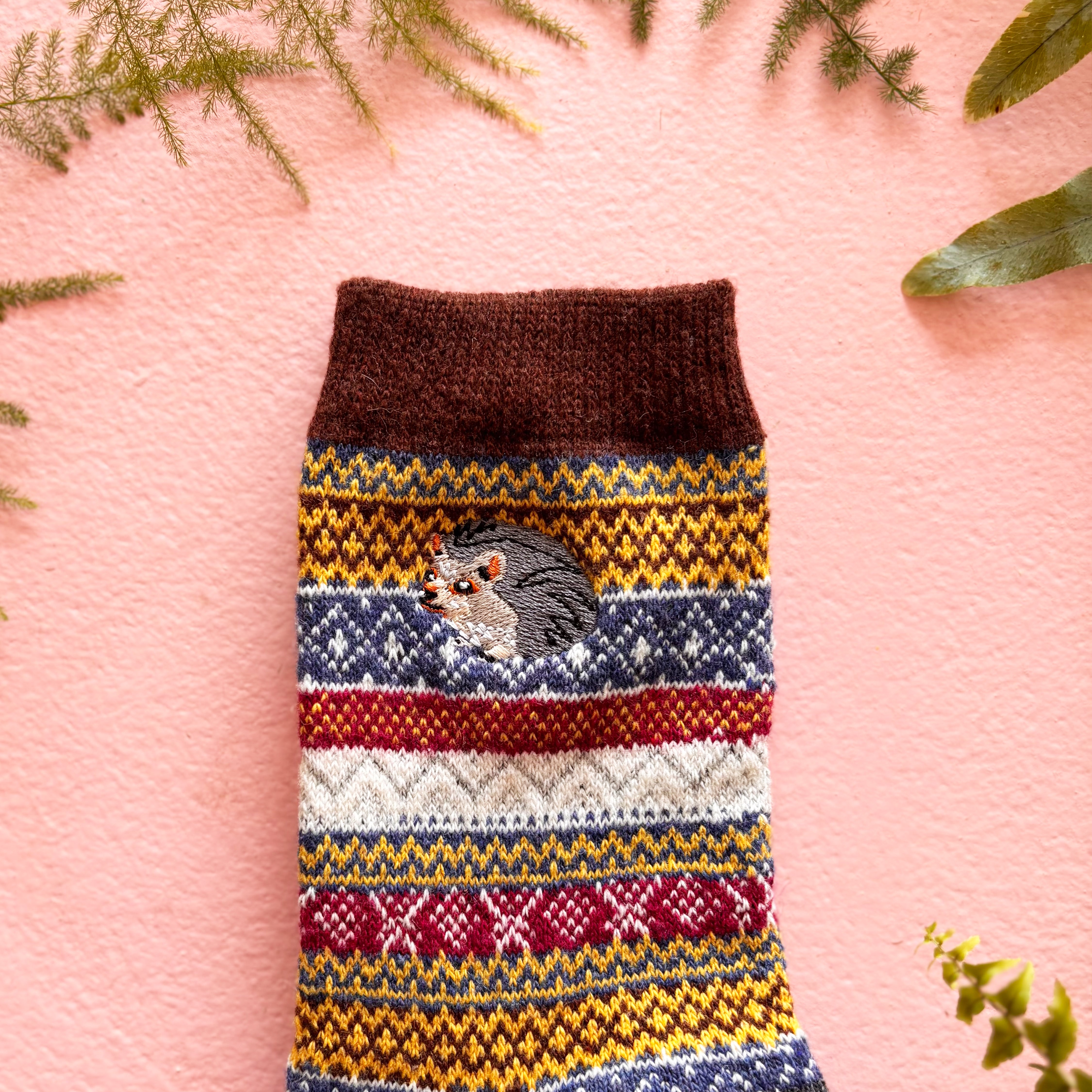 Secret Garden Hedgehog Fair Isle Socks