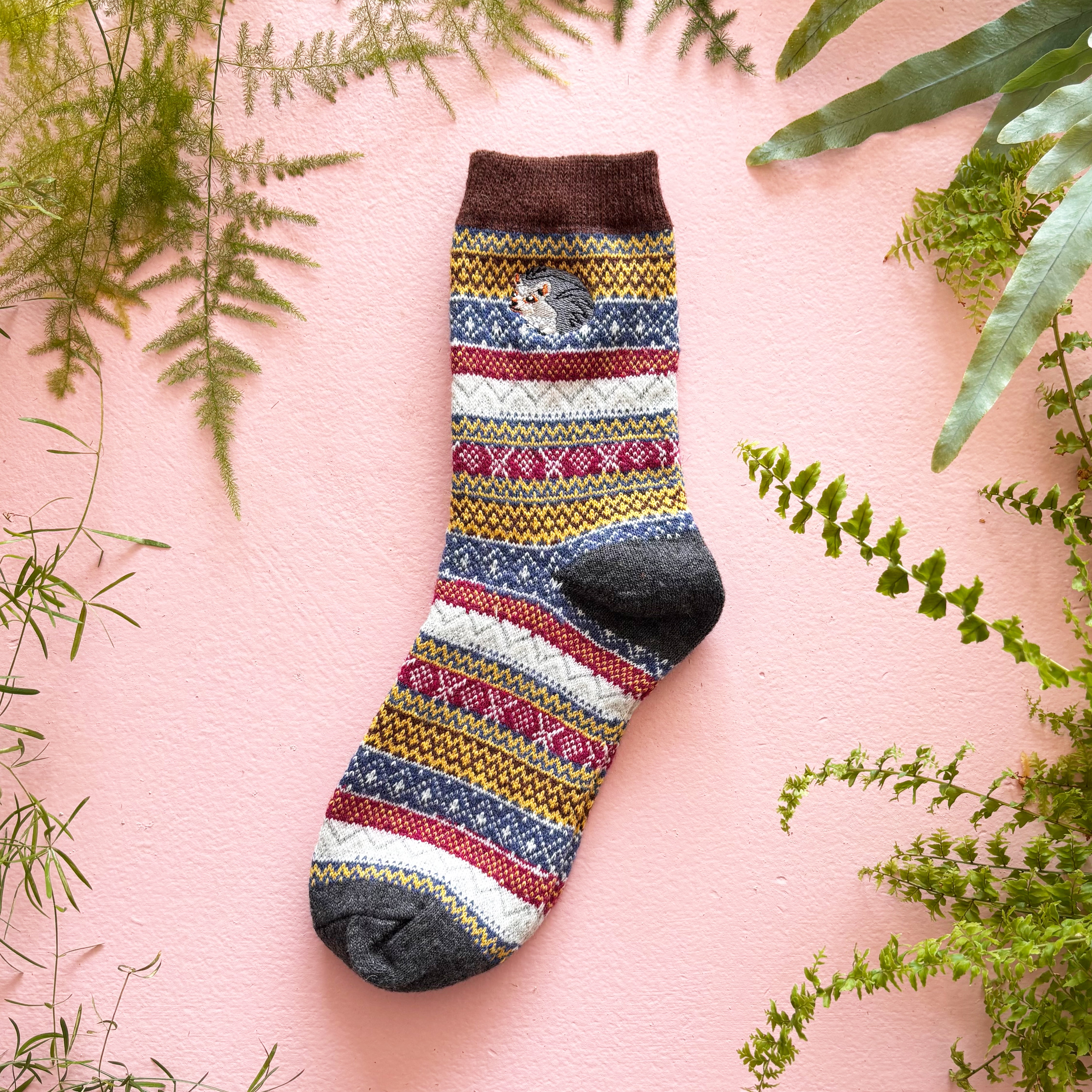 Secret Garden Hedgehog Fair Isle Socks