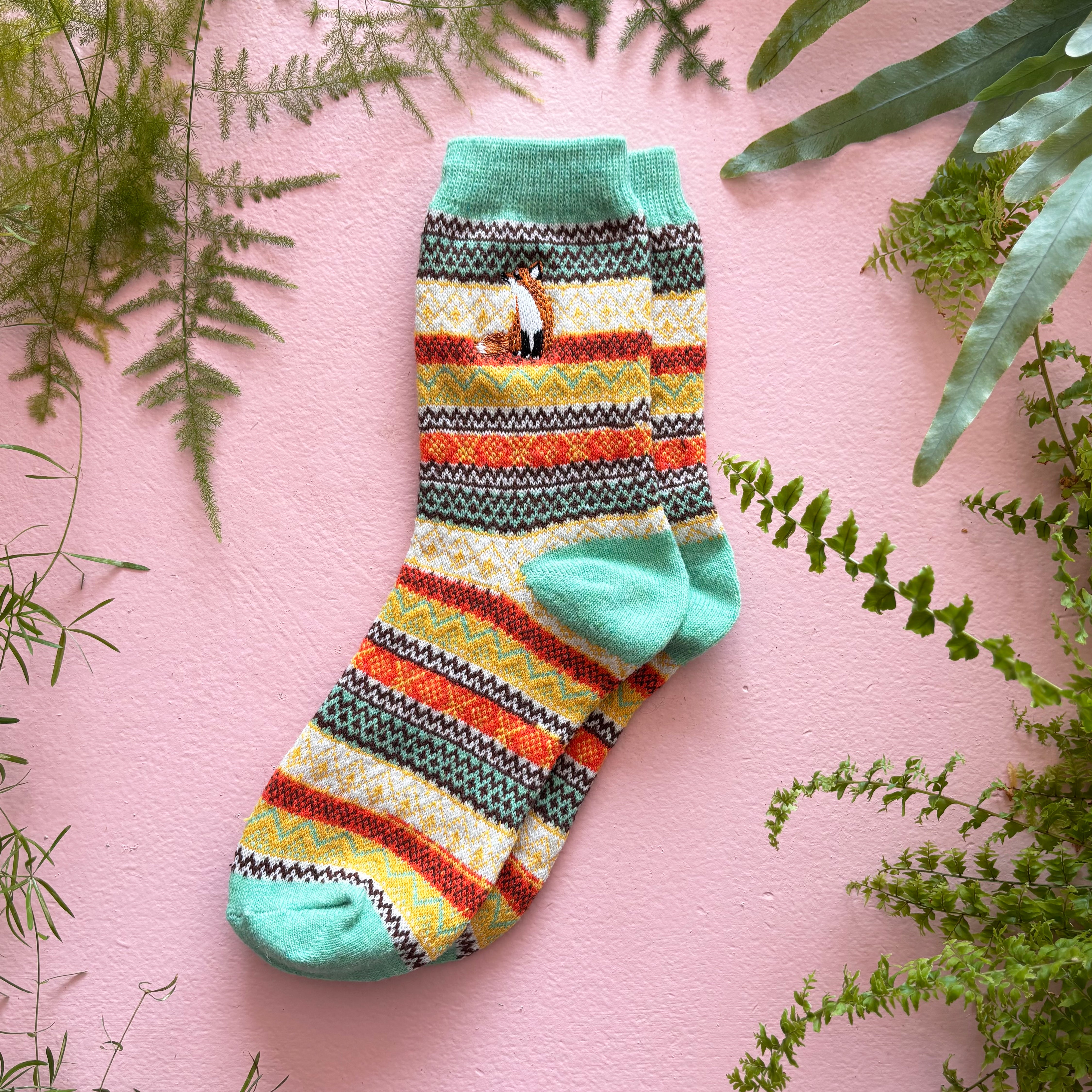 Secret Garden Fox Fair Isle Socks
