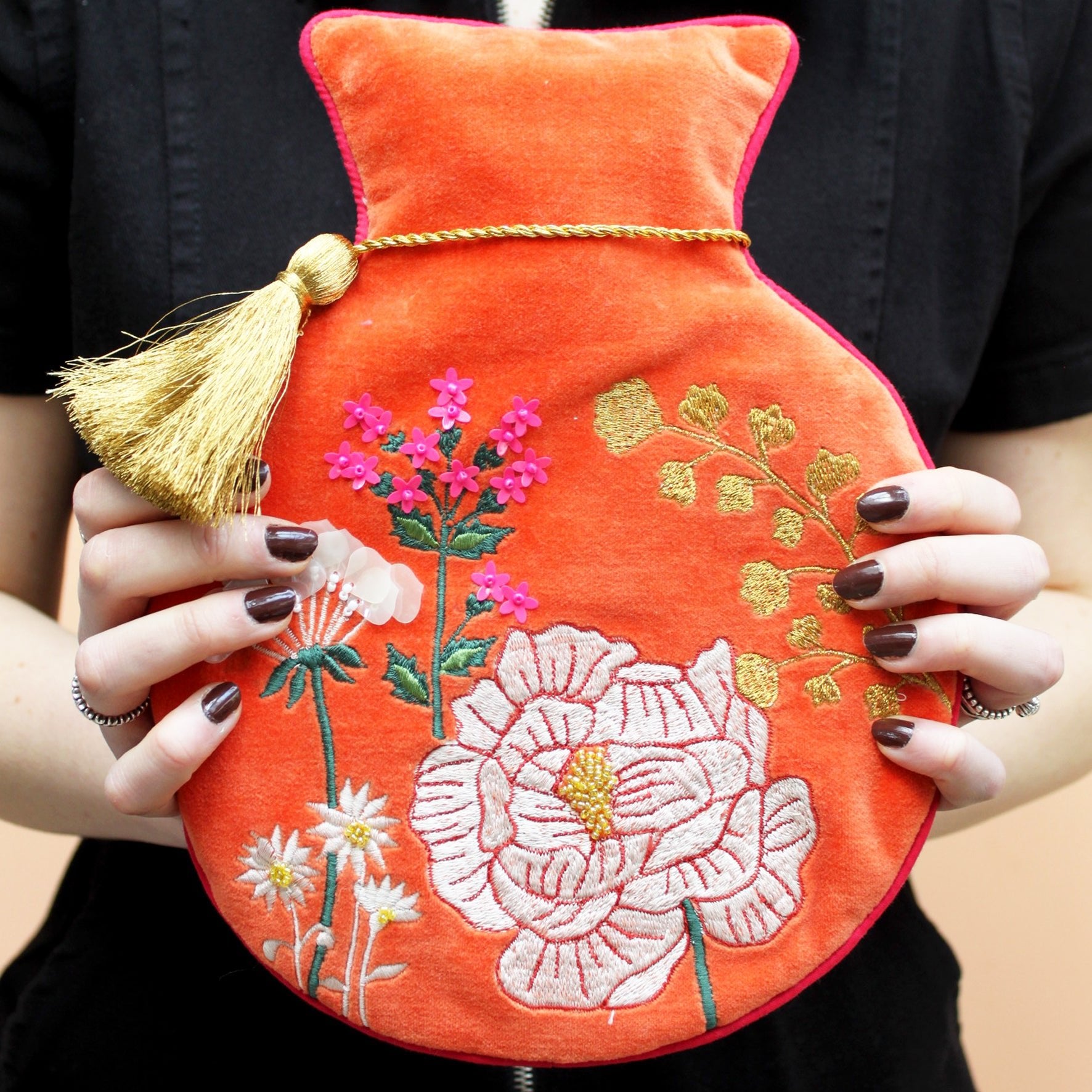 Posy Orange Hot Water Bottle - House of Disaster