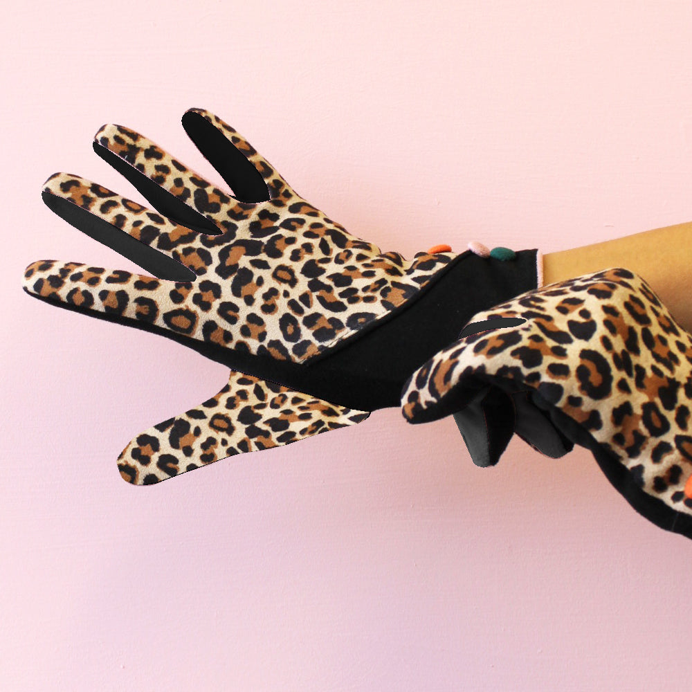Animal Print 'Leopard' Suedette Gloves