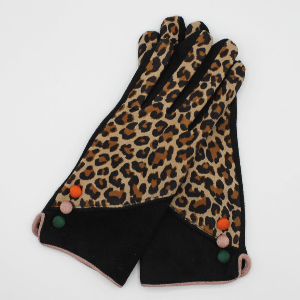 Animal Print 'Leopard' Suedette Gloves