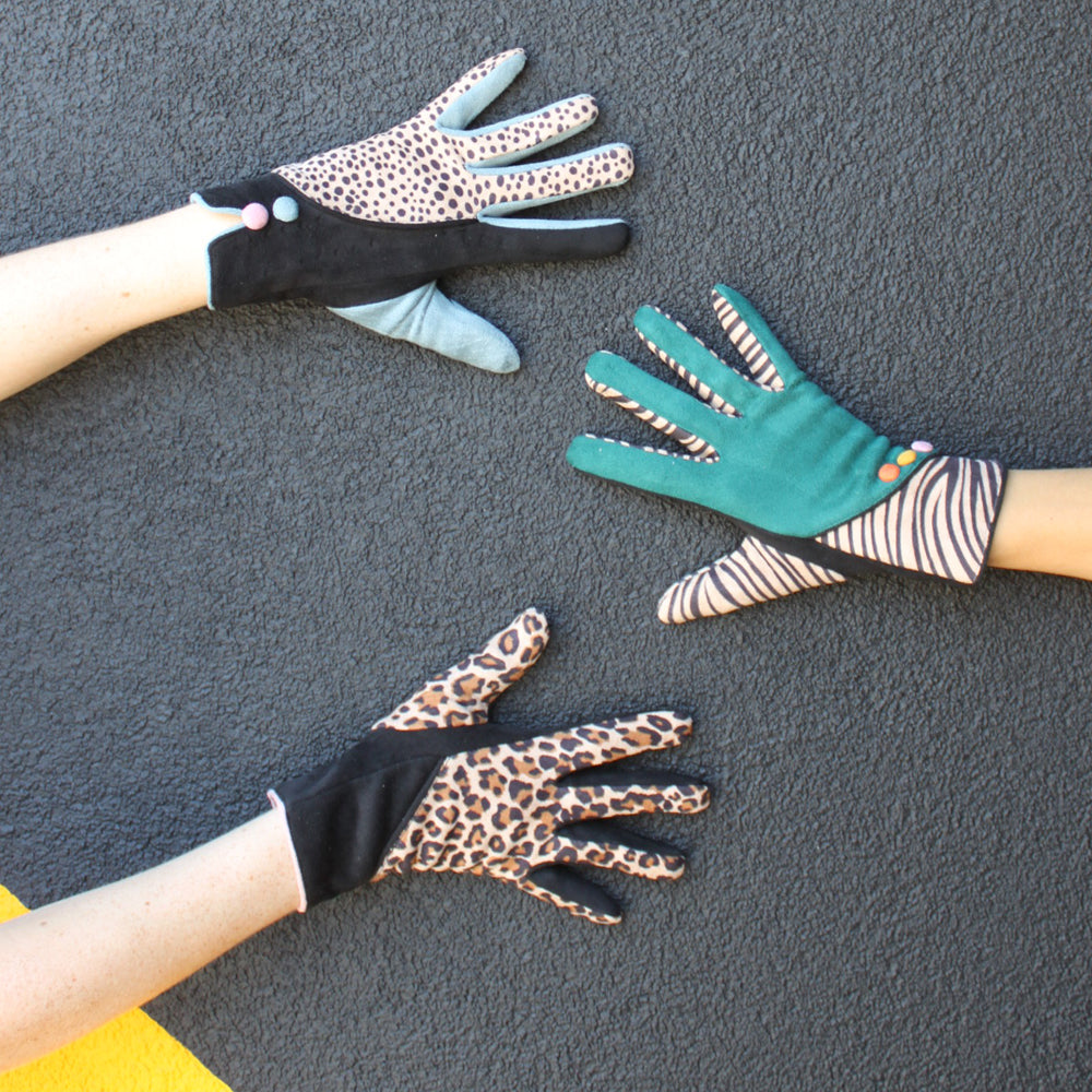 Animal Print 'Leopard' Suedette Gloves