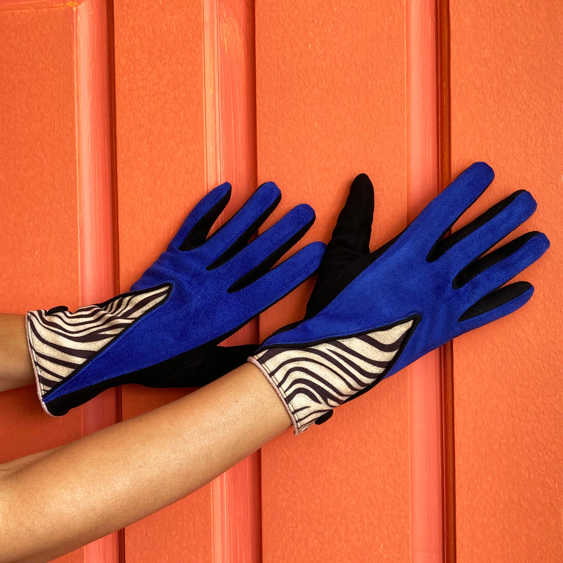 Animal Print Blue Zebra Gloves