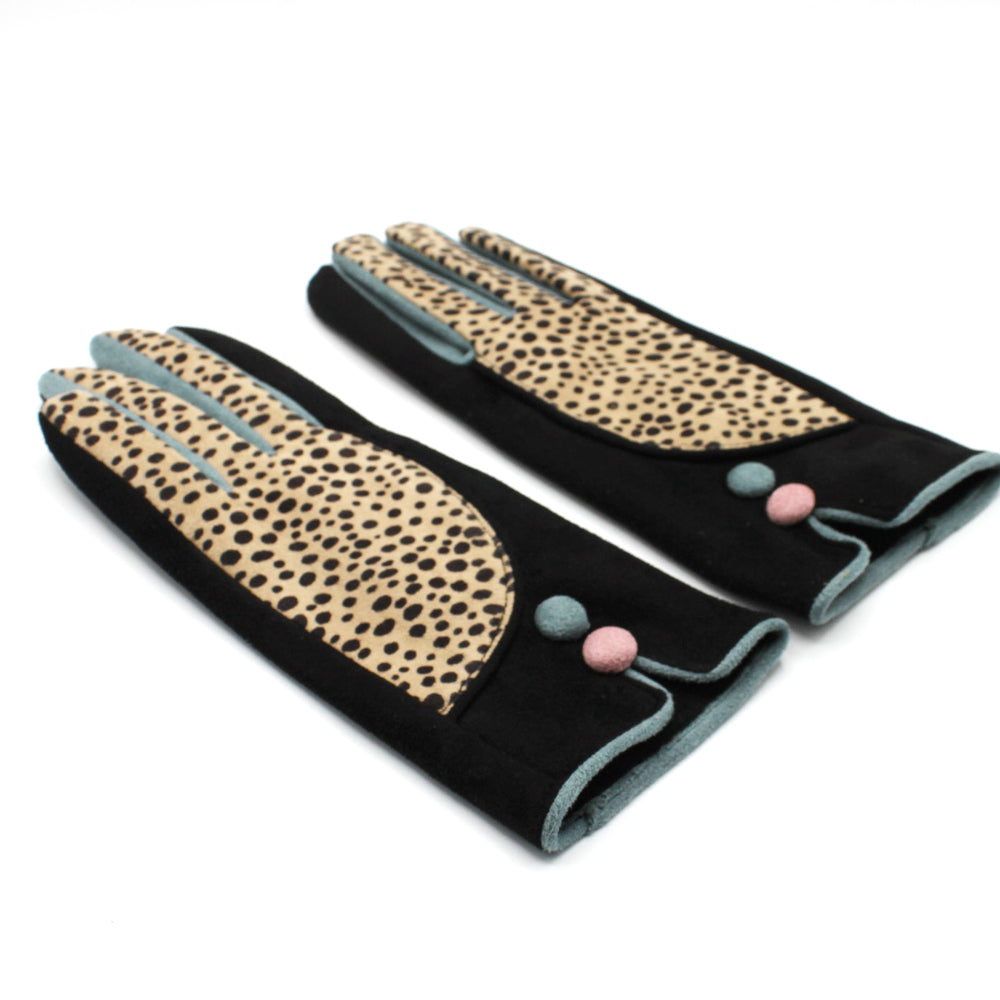 Animal Print Dalmation Suedette Gloves