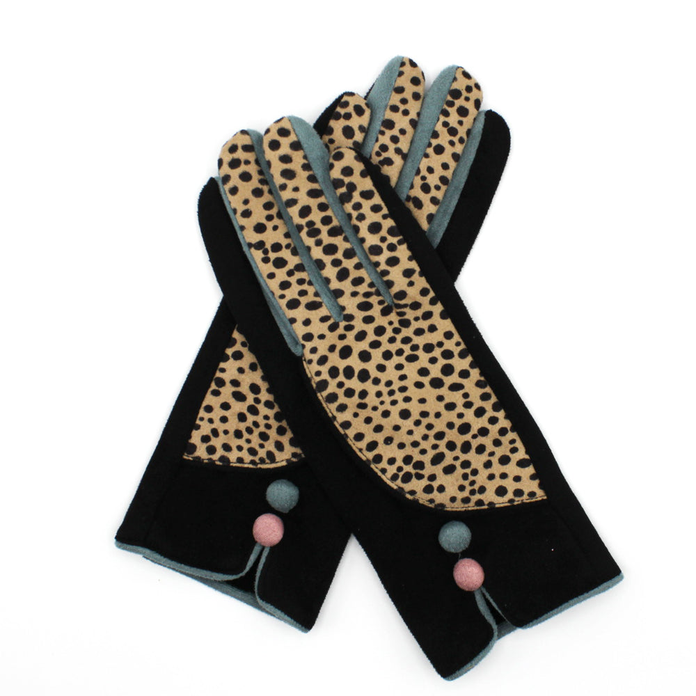 Animal Print Dalmation Suedette Gloves
