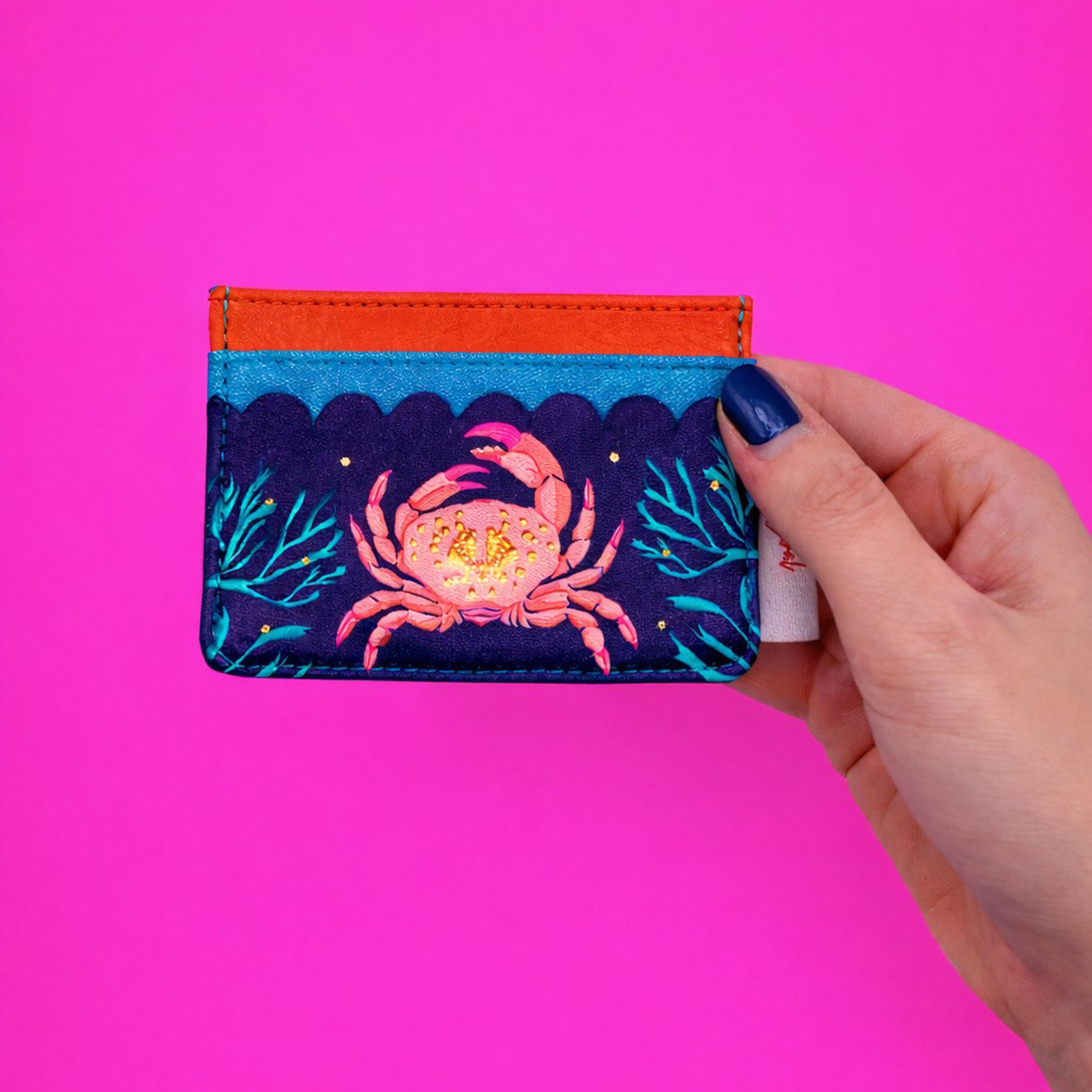 Coral Crab Card Holder