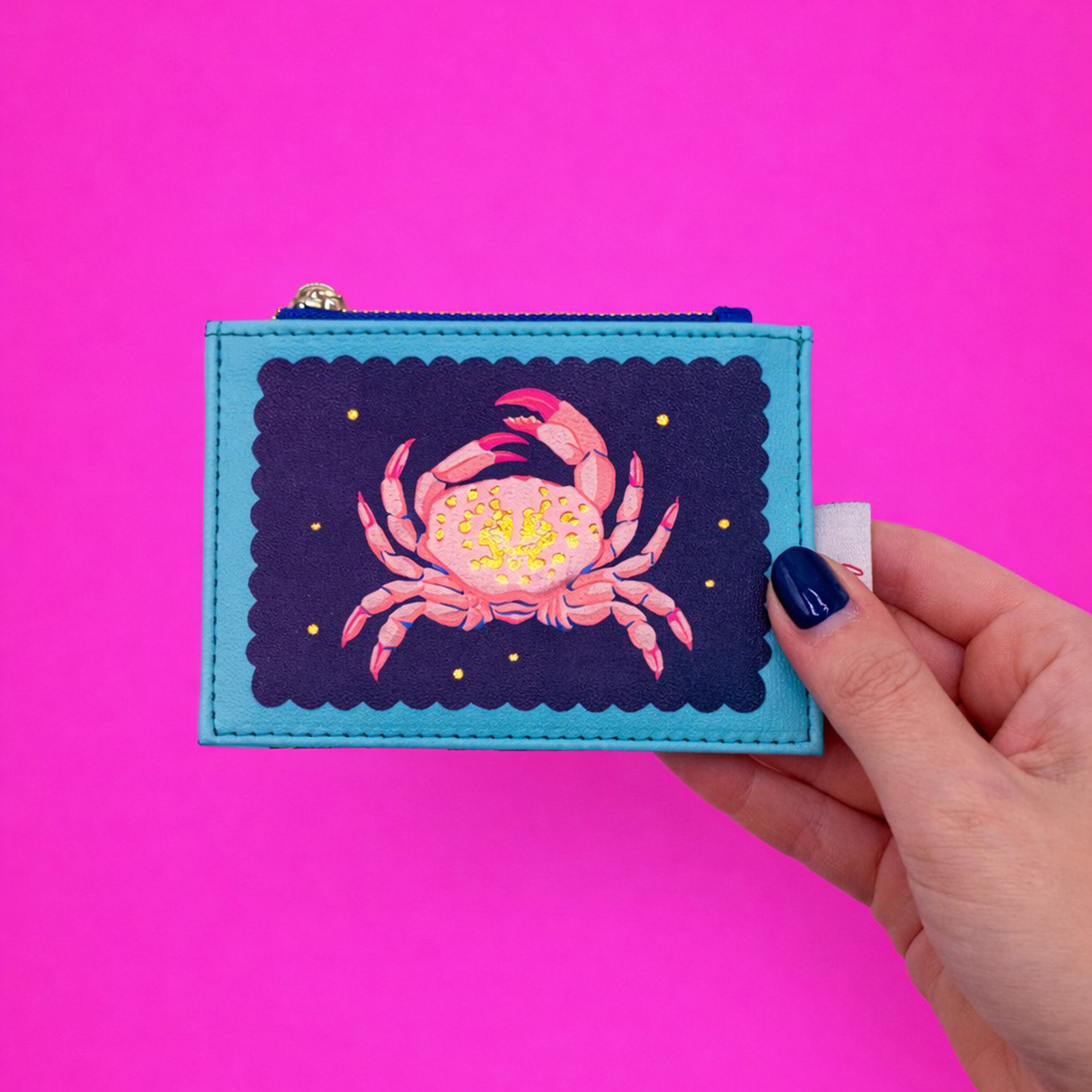 Coral Crab Zip Purse