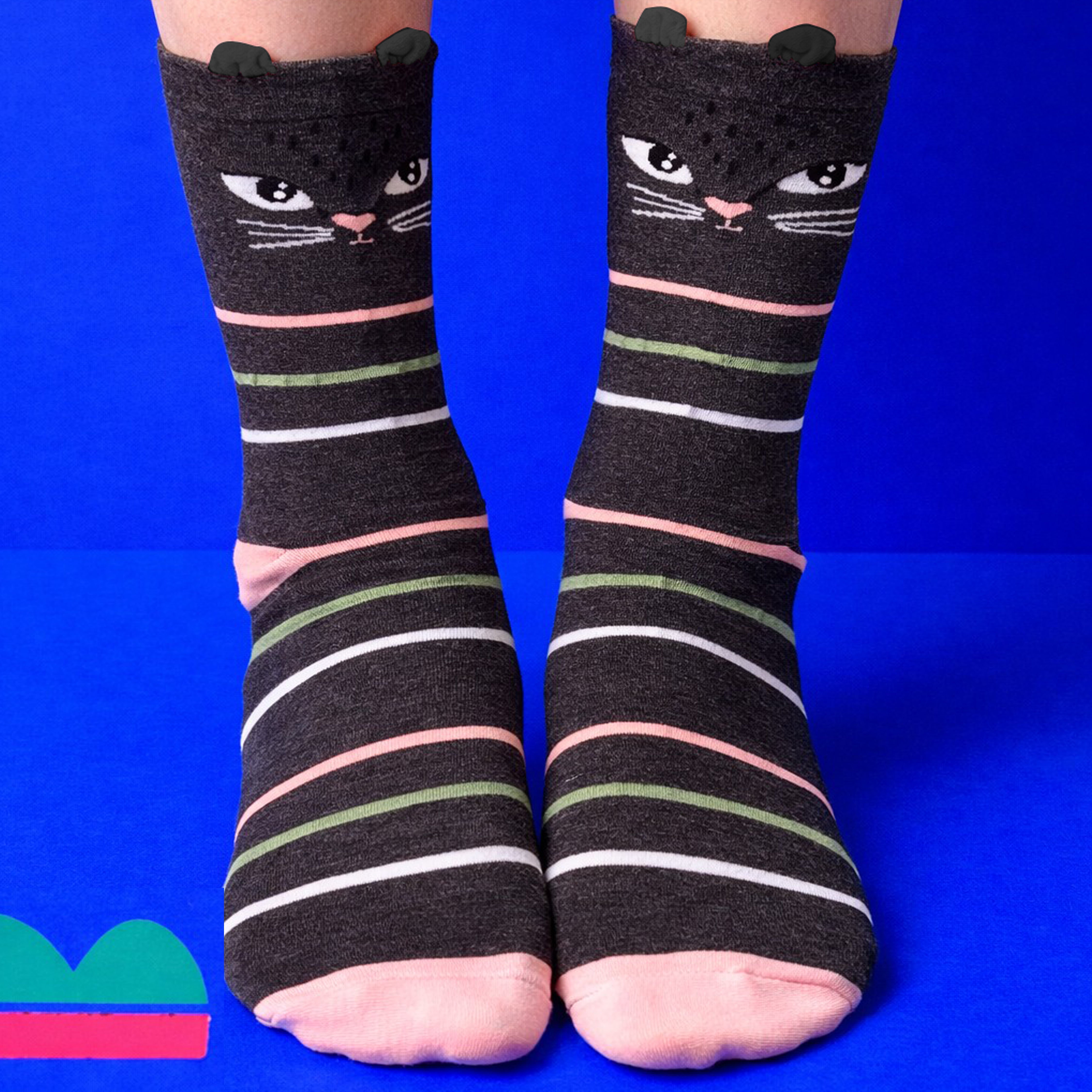 Feline Black Stripy Socks
