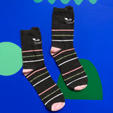 Feline Black Stripy Socks