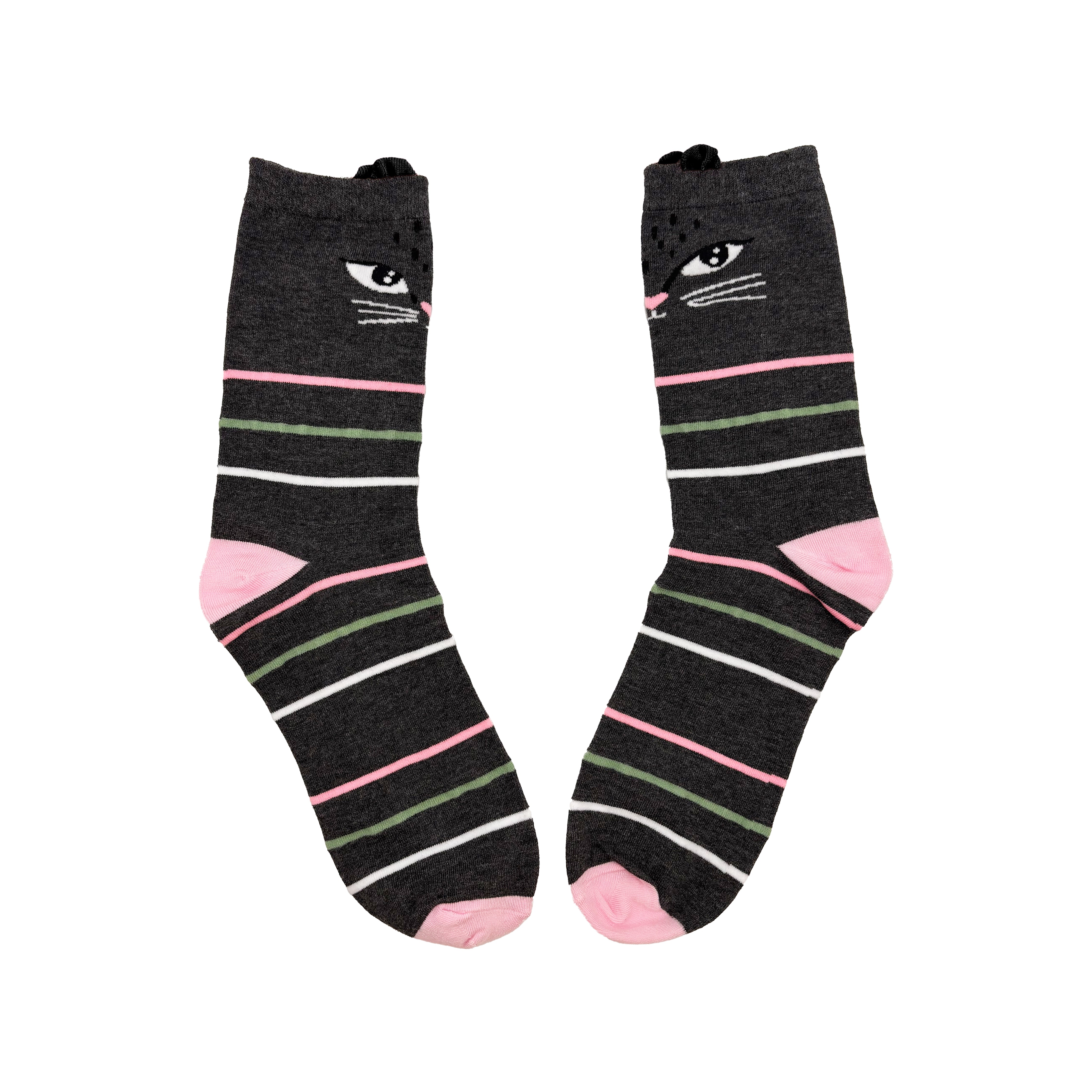 Feline Black Stripy Socks