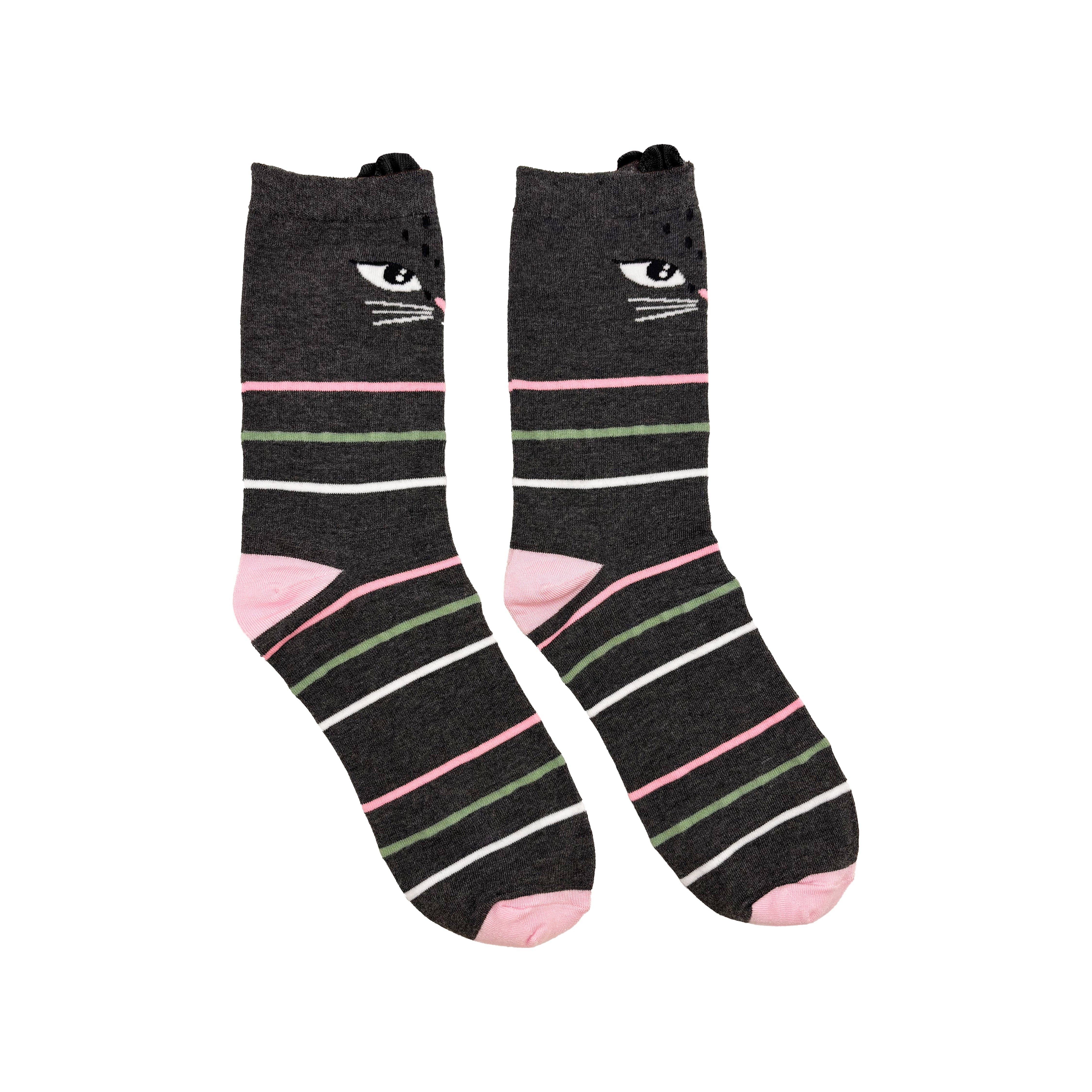 Feline Black Stripy Socks