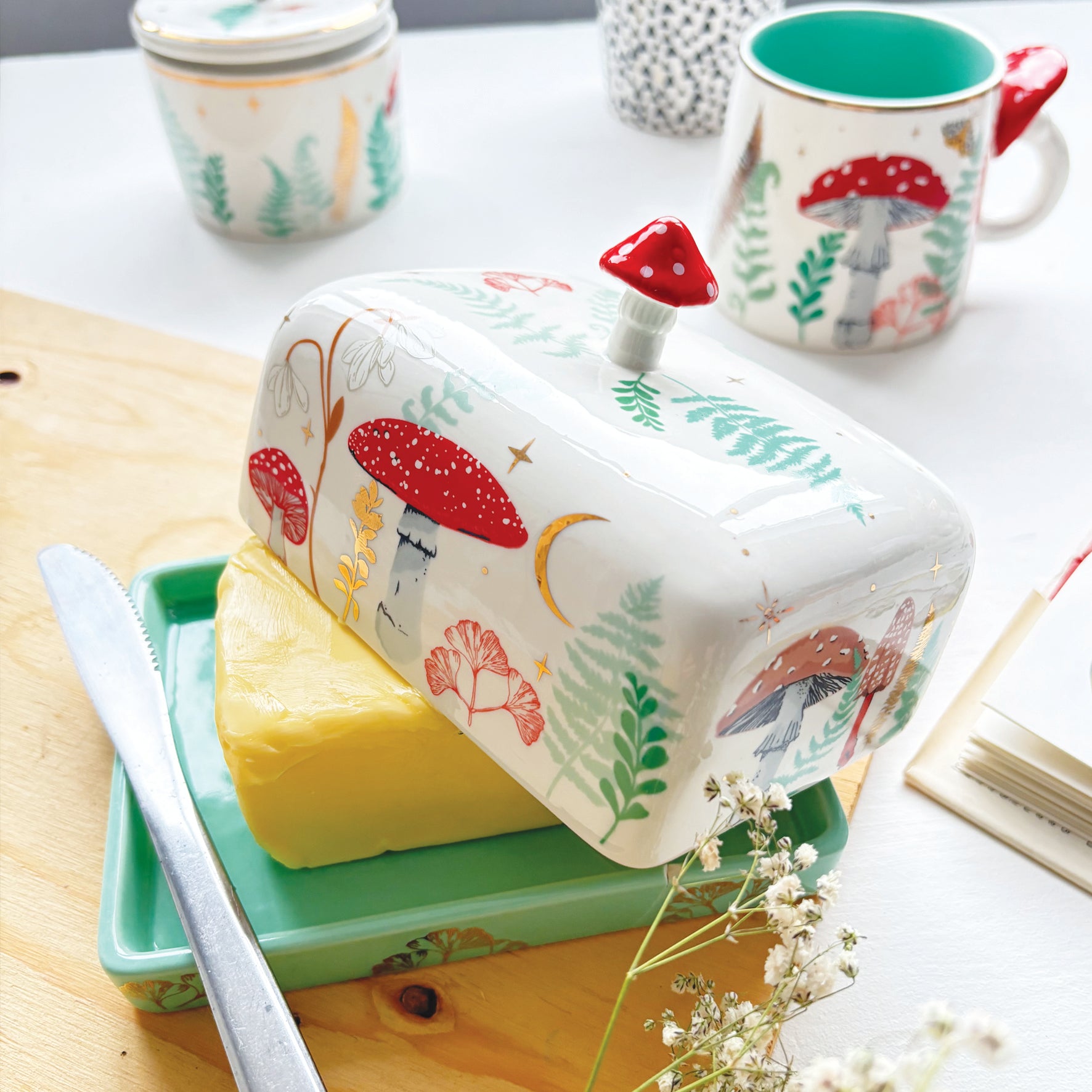 Forage Cream Butter Dish