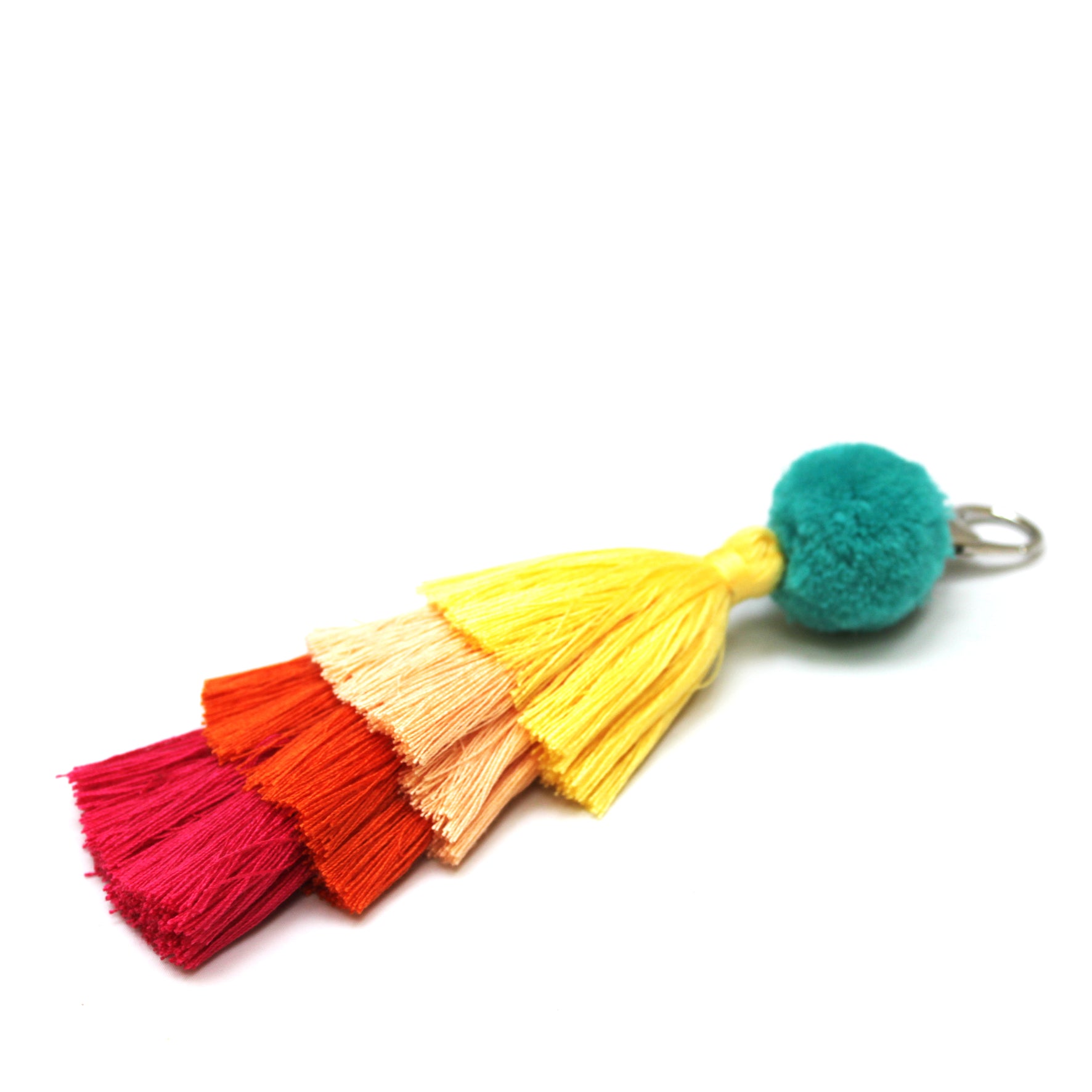 Teal Pompom Bag Charm