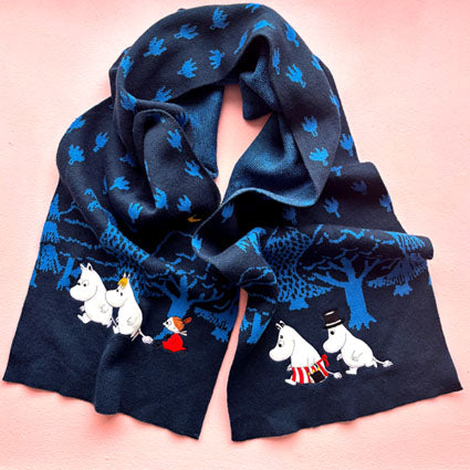 Moomin Blue Forest Embroidered Scarf