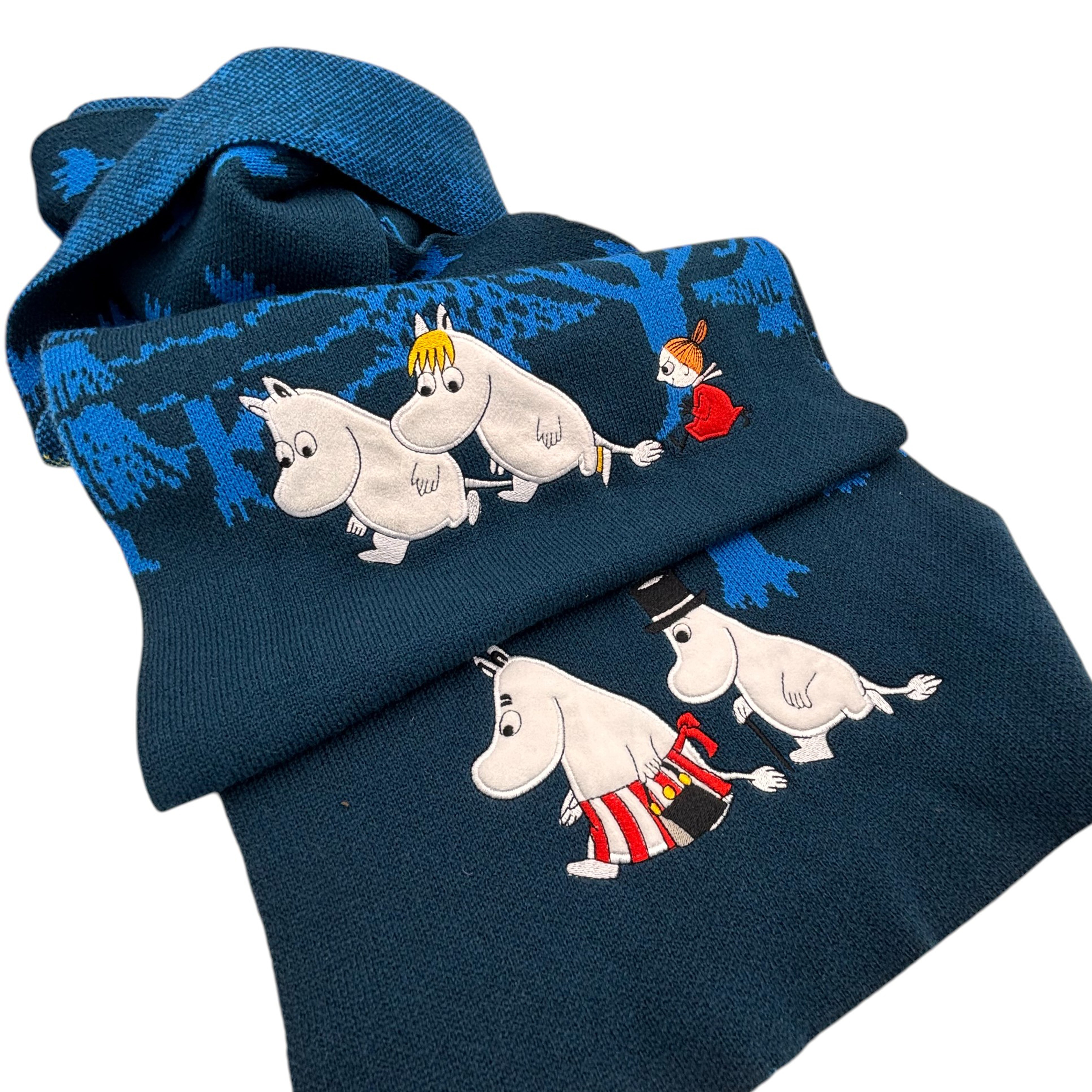 Moomin Blue Forest Embroidered Scarf