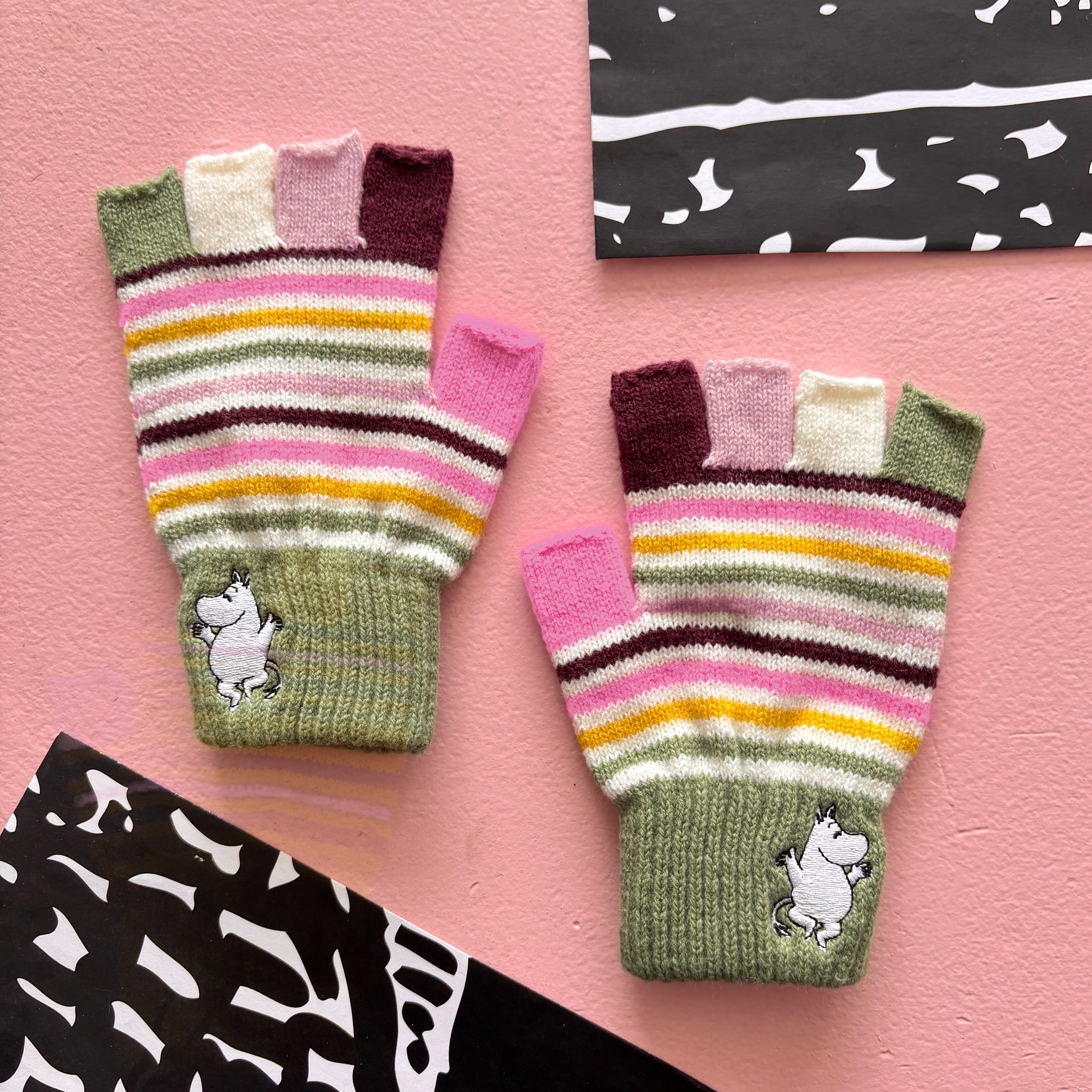 Moomin Stripy Fingerless Gloves