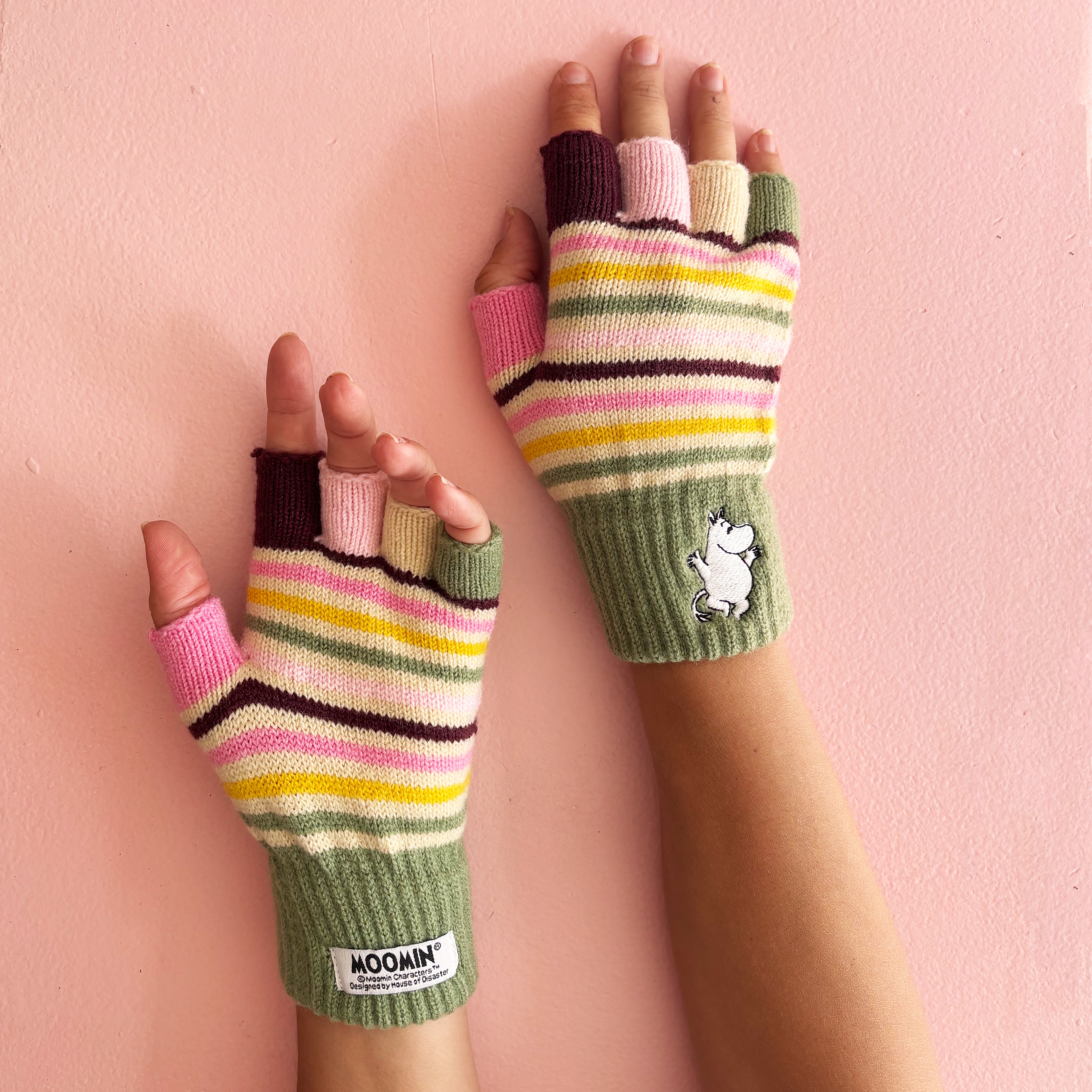 Moomin Stripy Fingerless Gloves