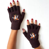 Secret Garden Chocolate Fox Fingerless Gloves
