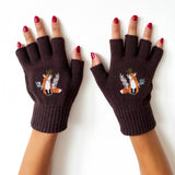 Secret Garden Chocolate Fox Fingerless Gloves