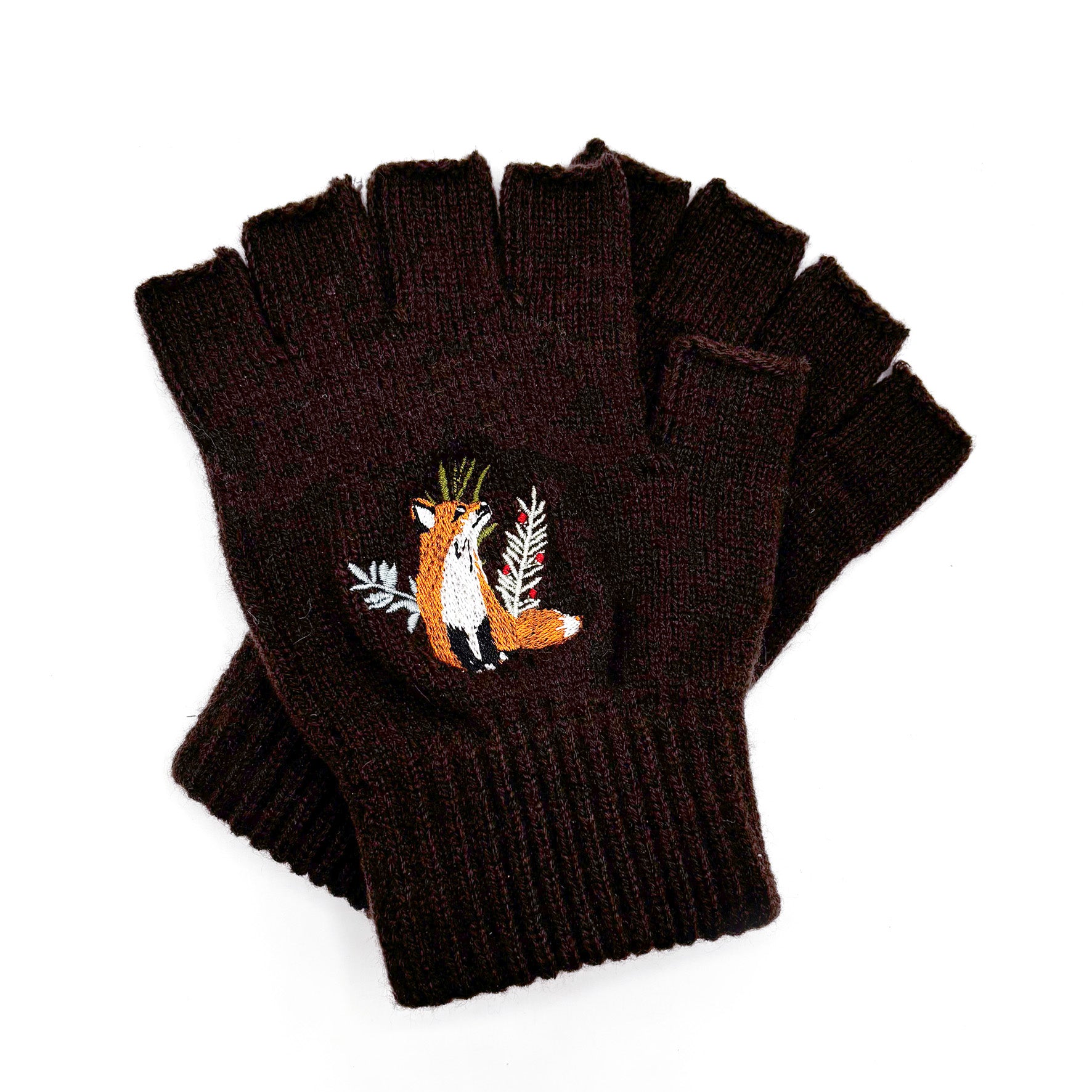 Secret Garden Chocolate Fox Fingerless Gloves