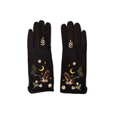 Secret Garden Black Embroidered Owl Gloves