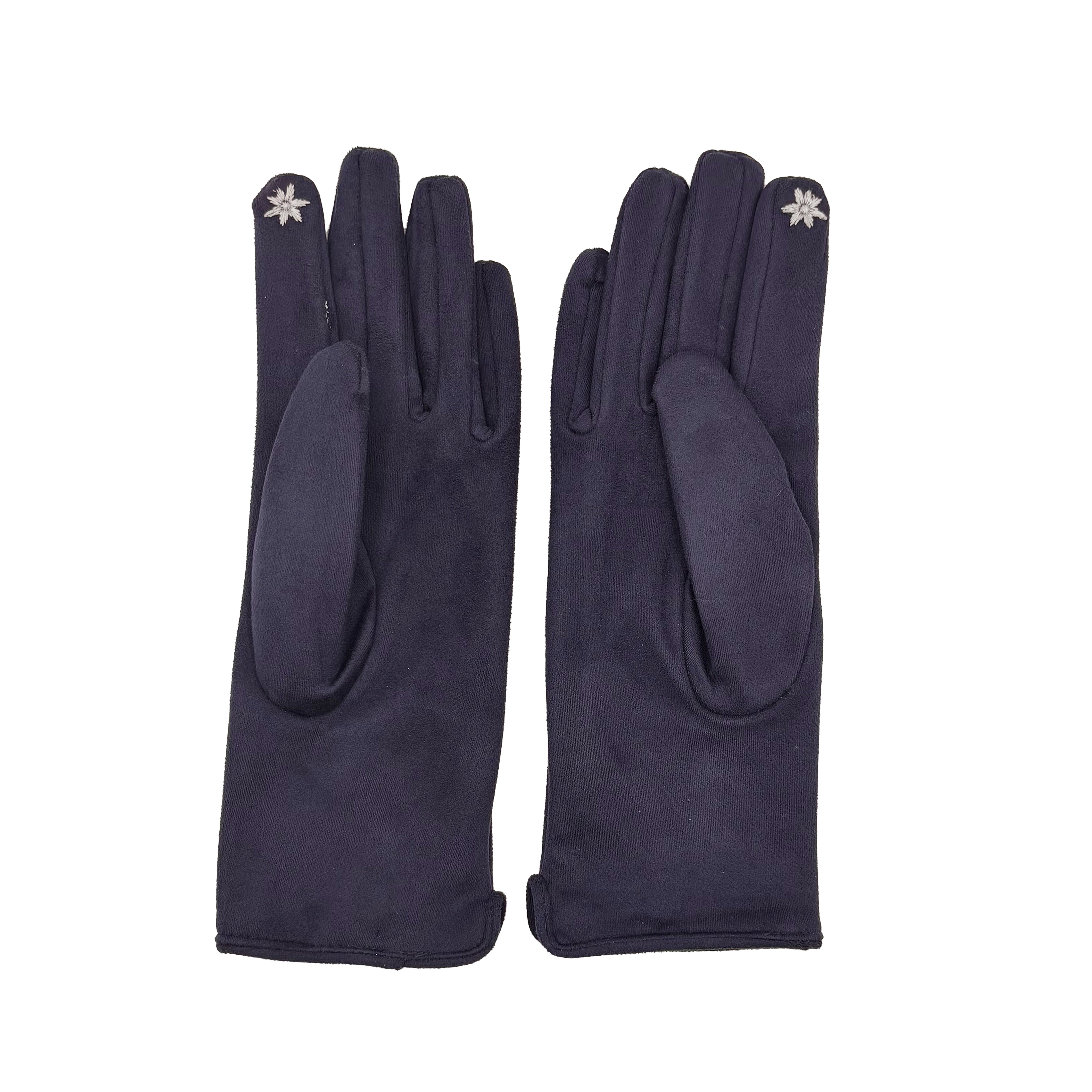 Secret Garden Navy Embroidered Bird Gloves