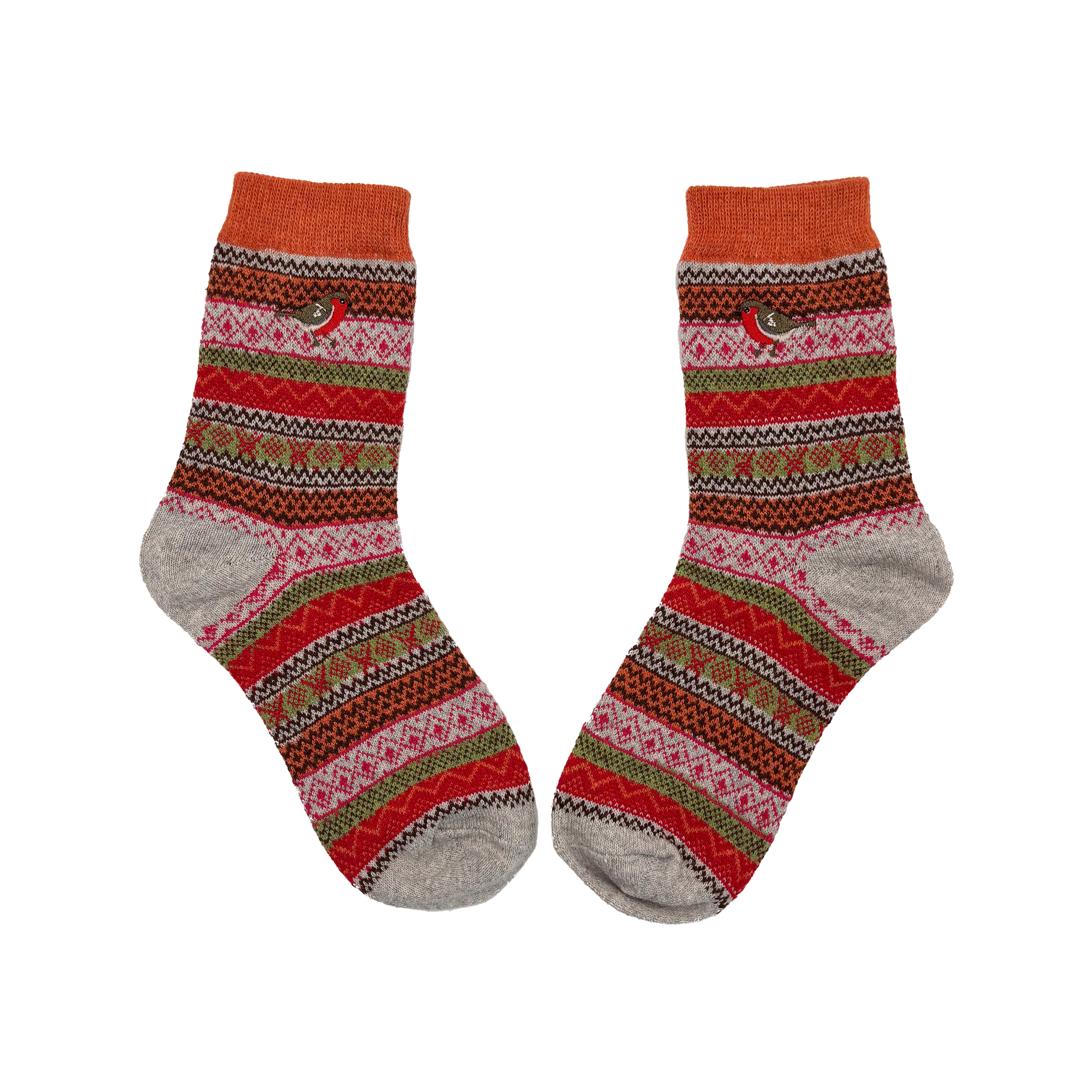 Secret Garden Robin Fair Isle Socks