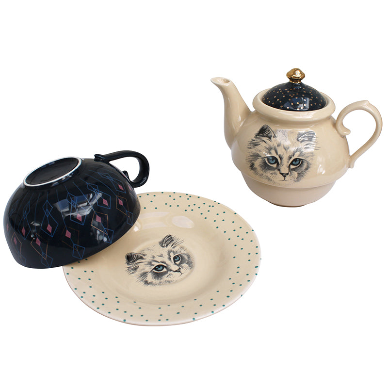 Meow Teapot Cup and Saucer