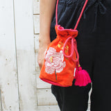 Posy Orange Drawstring Pouch Bag - House of Disaster
