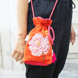 Posy Orange Drawstring Pouch Bag - House of Disaster