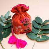 Posy Orange Drawstring Pouch Bag - House of Disaster
