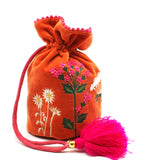 Posy Orange Drawstring Pouch Bag - House of Disaster