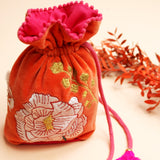 Posy Orange Drawstring Pouch Bag - House of Disaster