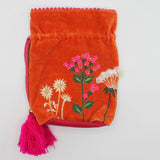 Posy Orange Drawstring Pouch Bag - House of Disaster