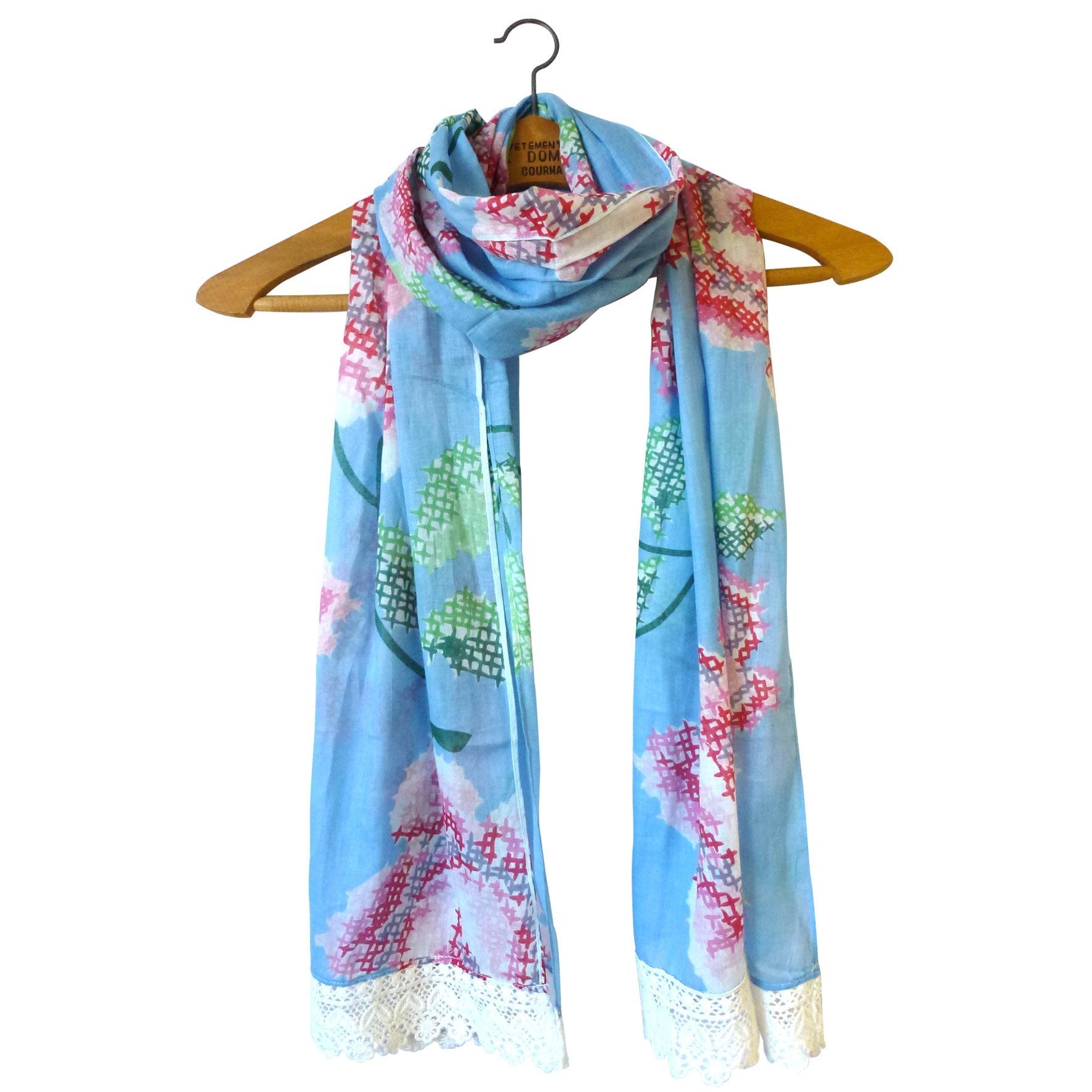 & Sew On Blue Flower Scarf - House of Disaster
