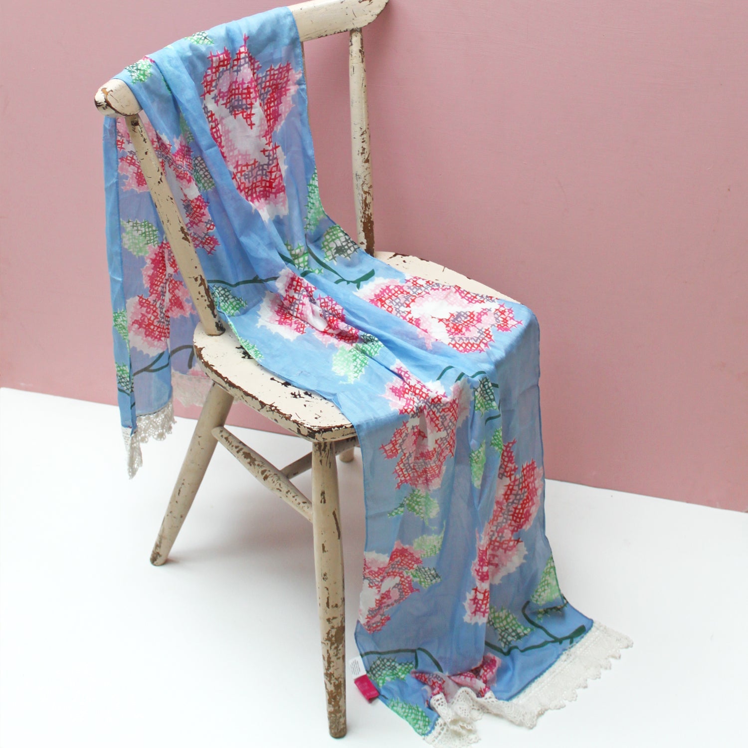 & Sew On Blue Flower Scarf - House of Disaster
