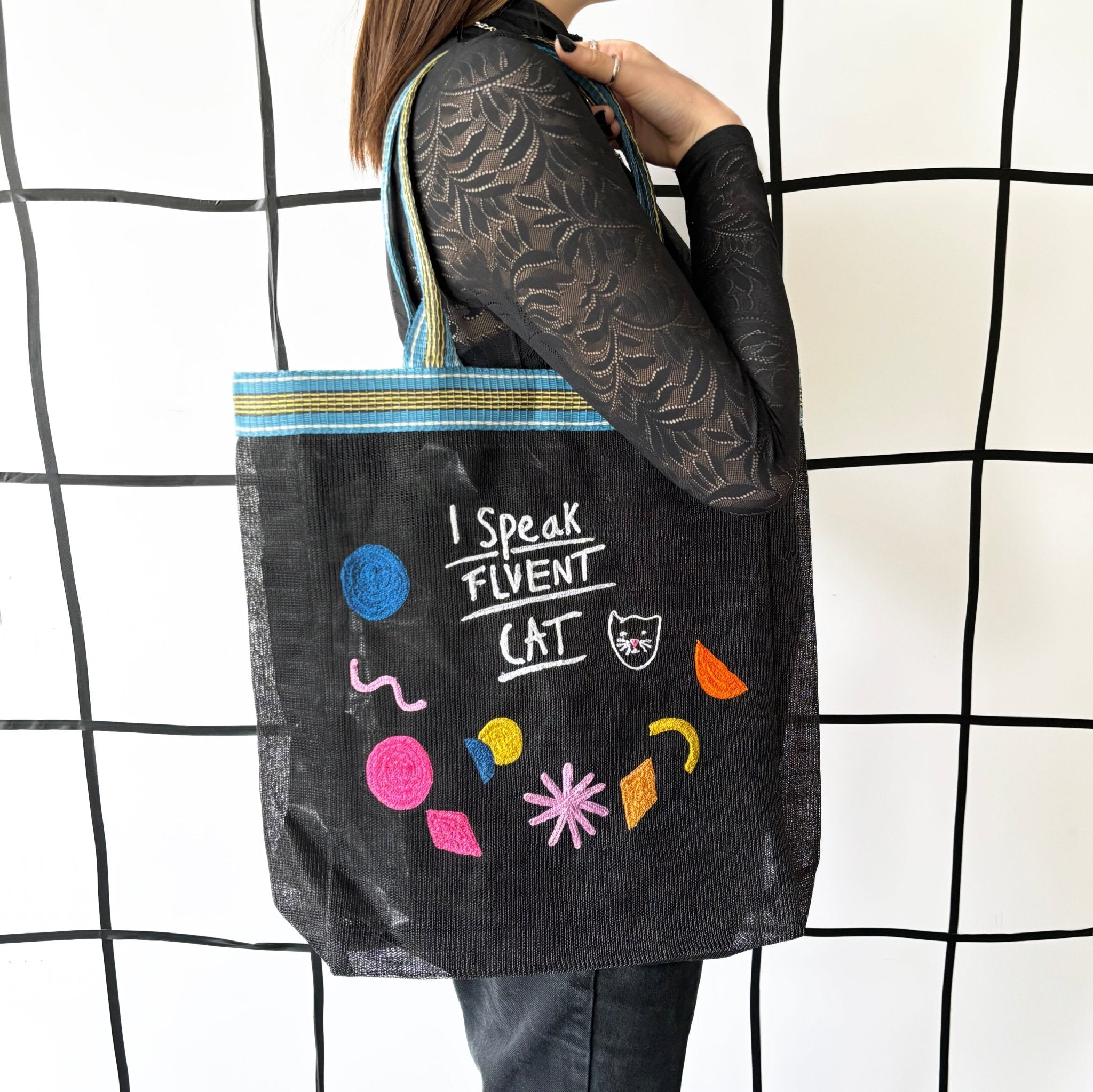 Small Talk 'Fluent Cat' Recycled Shopper - House of Disaster