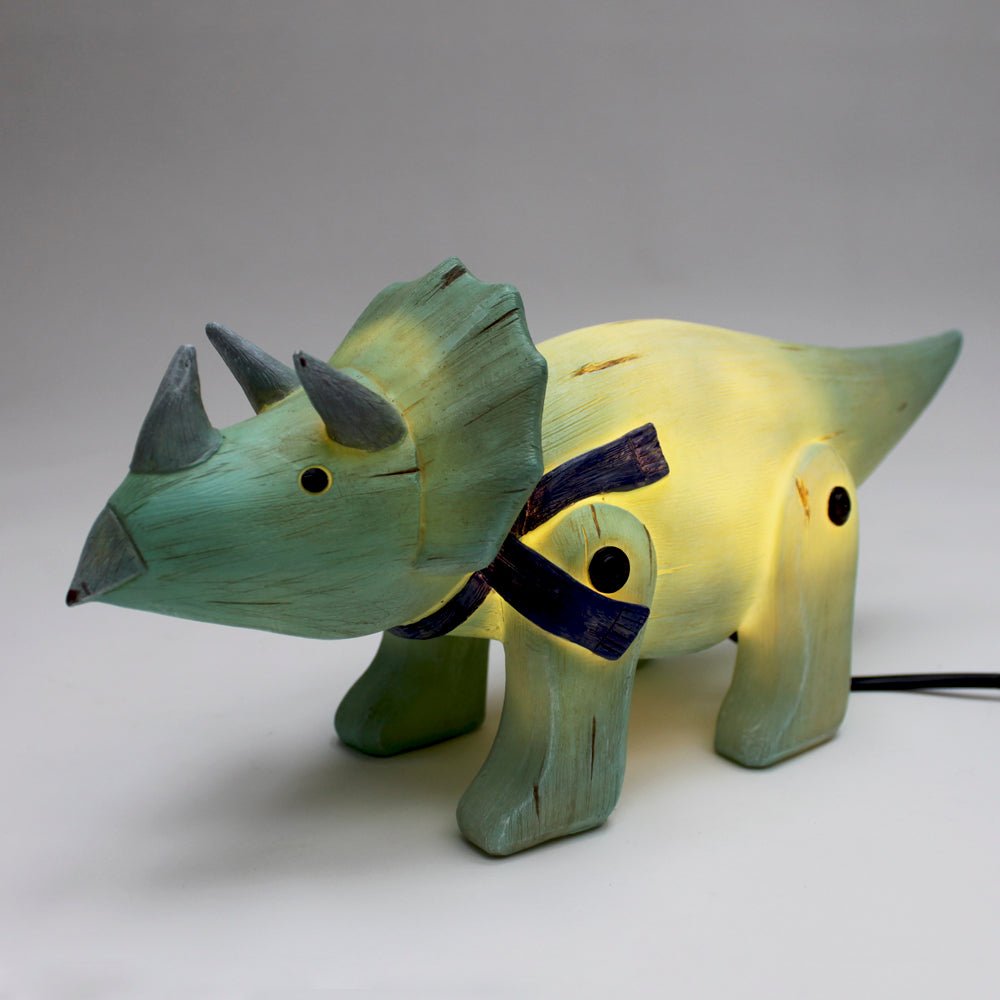 Wood Effect Cute Triceratops Light - House of Disaster