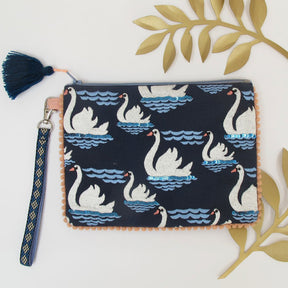 Secret Garden Beaded Swan Pouch