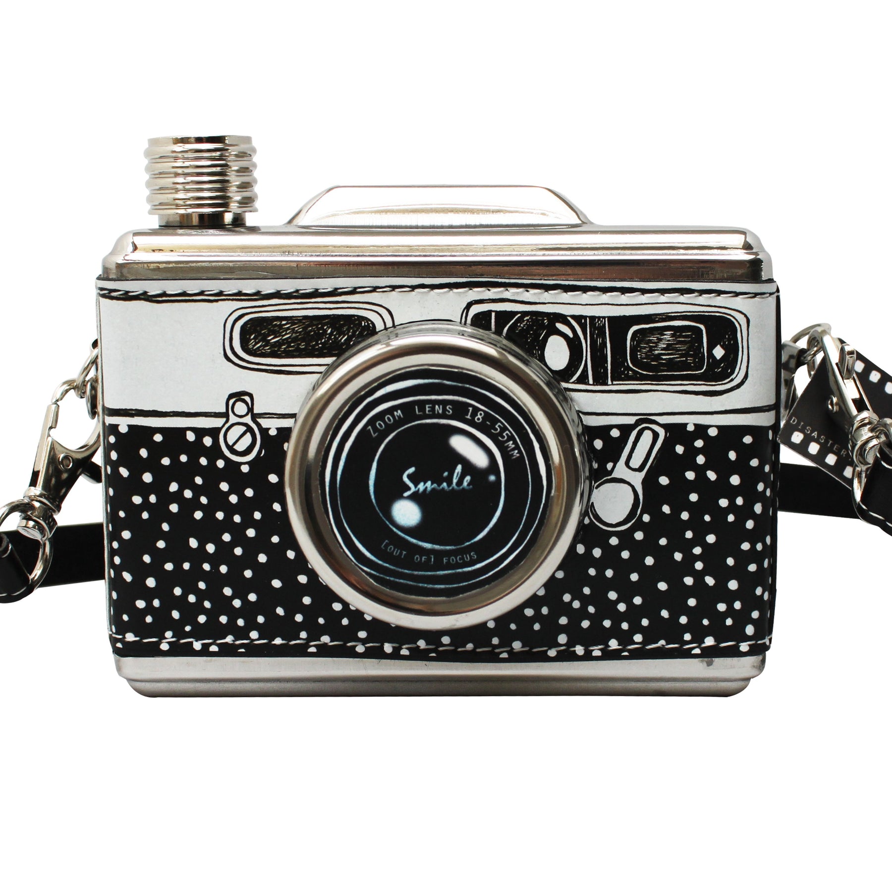Black And White Camera Hip Flask